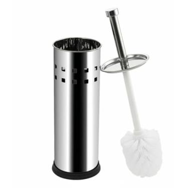 Imagem de Kit 1/2/3 Escova Sanitária Inox Lisa ou Furada c/Base Antiderrapante – Antiferrugem, para Limpeza Intensa e Duradoura do Banheiro(1 Escova Sanitaria C/Furo)