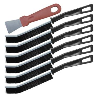 Imagem de DUSCOKE Conjunto de pincéis de limpeza de lacunas com raspador, escovas multifuncionais de cerdas rígidas para limpeza de carro, escovas de limpeza de argamassa de canto para espaços estreitos/uso