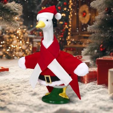Imagem de DTOFOOT Roupas de Natal para varanda de ganso, fantasia de Natal de ganso para varanda de gramado e ganso de plástico de 58 cm para jardim, jardim, pátio, estátua, Natal, Papai Noel, decoração festiva