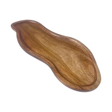 Imagem de Ｂｅｓｇａ Bandeja de madeira para servir alimentos, organizador de pratos, aperitivos, jantar, lanches, travessa para servir café, cupcakes, nozes e frutas, Amendoim Grande