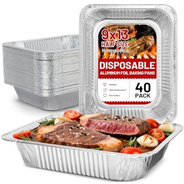 Imagem de Unokit Formas de alumínio resistentes pacote com 9 x 13 a 40 latas de cozimento profundas, bandejas de mesa a vapor para forno, assadeiras para assar, cozinhar, aquecer, armazenar e preparar alimentos