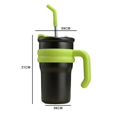 Imagem de Copo Térmico 800ml com Canudo Inox e Alça Ergonômica – Conserva Bebidas Quentes e Frias, Tampa Vedada, Antivazamento, Ideal para Viagens, Academia e Escritório.