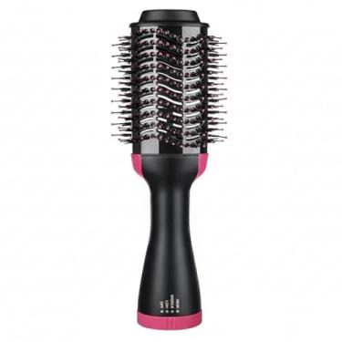 Imagem de Escova Secadora Alisadora com Cerdas Múltiplas, Preta e Rosa, Ferramenta de Styling para Cabelo