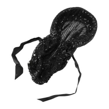 Imagem de YOUTHINK Chapéu Turbante Feminino de Renda Pérola, Envoltório de Cabeça Elegante Com Forro de Veludo para Dormir, Trabalho, Ioga, boné de Lenço Respirável para Uso Diário e Proteção de Cabelo (Preto)