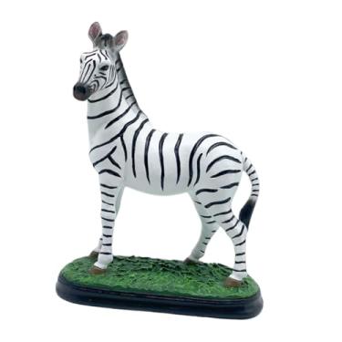 Imagem de IEUDNS Estátua de Zebra, Brinquedo de Animal Selvagem, Ornamento de Animal Africano, Decoração em Resina para Sala de Estar, Quarto, Armário, Prateleira, Branco