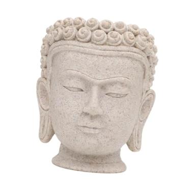 Imagem de IEUDNS Vaso Decorativo em Formato de Cabeça de Buda para Plantas de Interior, Ideal para Decoração de Mesa. Cor Cinza. Perfeito para Arranjos de Flores E Cen, Altura 10,6 cm