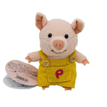 Imagem de Boneca de brinquedo de pelúcia Piggy em suspensórios de 12 cm de altura