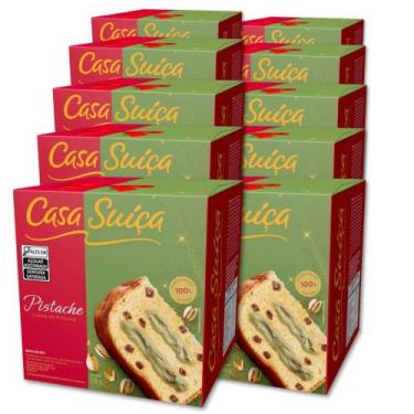 Imagem de Panettone Casa Suíça Pistache Kit 10 unidades 500g - 11611, Casa Suíça