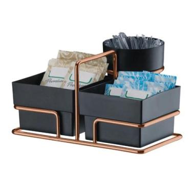 Imagem de Suporte Café Porta Sachês Chás Açúcares Colheres Rose Preto - Future