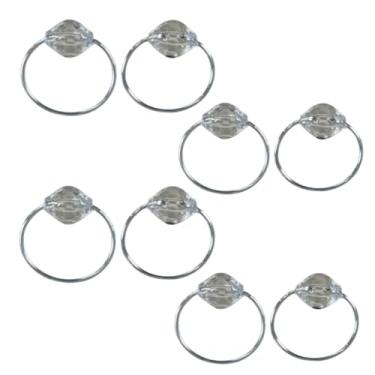 Imagem de Kit de 8 Anéis para Guardanapos com Pedra Cristalina Argola Dourada ou Prata 4 x 3 cm (8 Pçs Cristal/Prata)