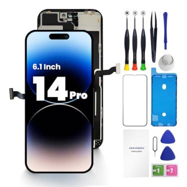 Imagem de Kit de reparo Full HD para iPhone 14 Pro, tela LCD sensível ao toque 3D de 6,1 polegadas, Genverdix, conjunto de digitalizador com ferramentas, protetor de tela de vidro temperado, adesivo de moldura