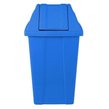 Imagem de Lixeira 100L quadrada azul com tampa basculante para coleta seletiva, 