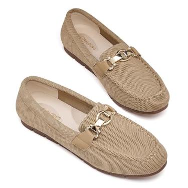 Imagem de SONALOONG Mocassins para mulheres, sapatos rasos femininos confortáveis e elegantes, sapatos elegantes casuais, malha respirável, negócios, escritório, trabalho, caminhada, Bege, 40