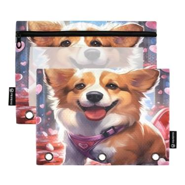 Imagem de Wassud Valentine Corgi Pacote com 2 Pastas de Fichário Pastas de Bolso com 3 Furos, Pasta Organizadora de Fichários para Casa, Escritório