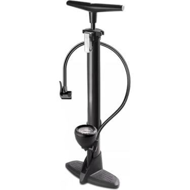 Imagem de Bomba de piso de bicicleta com medidor de bomba de pneu de bicicleta compatível com válvula Presta e Schrader Bombas de ar portáteis para pneus de bicicleta de montanha bolas balões infláveis