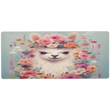 Imagem de Wassud Lindo mouse pad de ovelha para jogos com base de borracha antiderrapante, mouse pad longo para teclado de computador com borda costurada, almofada grande à prova d'água para escritório, casa