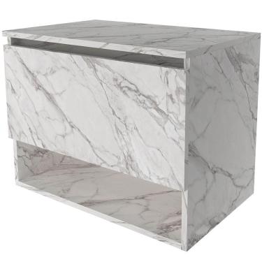 Imagem de Gabinete De Banheiro 60 Cm 1 Porta E Nicho Valente Mármore Branco