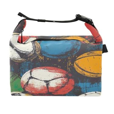 Imagem de STAYTOP Lancheira colorida de futebol com fivela de alça, lancheira isolada para meninos e meninas, lancheira térmica para trabalho escolar