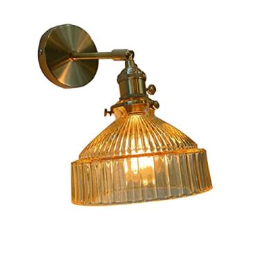 Imagem de Luminária de parede interna em vidro com interruptor, acabamento em latão, ideal para sala de estar, quarto, escritório, cozinha, loft, bar, ajustável em 180° (verde)