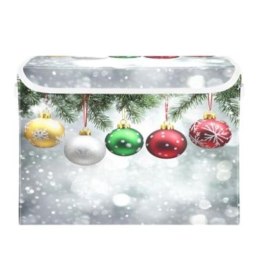 Imagem de CEBUGI Caixotes de armazenamento com tampas, caixa de armazenamento de tecido dobrável, organizador de cubo de Natal para armário de casa prateleiras de quarto 40 x 30 x 30 cm