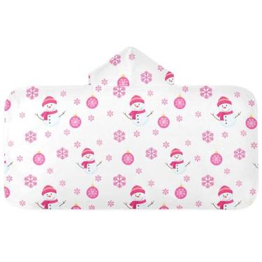 Imagem de Burbuja Toalha de banho com capuz de laço rosa para crianças, toalha de praia de pelúcia macia absorvente para chá de meninas e meninos 3-10 anos, 61 x 127 cm