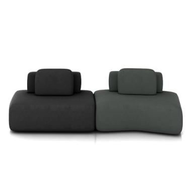 Imagem de Sofá Ilha Sala de Estar Dakota 2 Módulos 316cm Encostos Almofadas Soltas Veludo Preto/Cinza G33 - Gran Belo