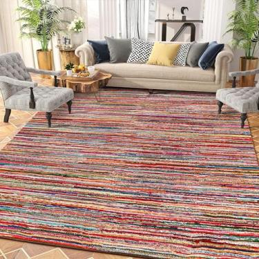 Imagem de RIANGI Chindi Tapete 22 x 30 cm, Boho Sala de Estar Trançado Multicolorido, Multicolorido, Tapetes de Pano de Algodão Reciclado para Quinta, Quarto, Sala de Jantar, Sala de Aula, Corredor