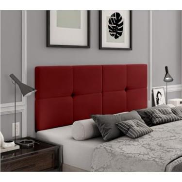 Imagem de Cabeceira Casal 140cm x 55cm para Parede Suspensa Cama Box(Vermelho)