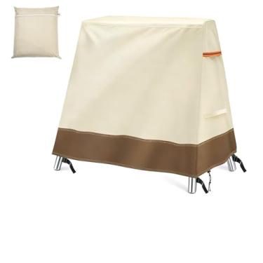 Imagem de XIMINZ Capa de balanço para uso ao ar livre, capa de balanço de pátio com moldura para móveis de área externa, cobertura de rede à prova d'água, 182 cm C x 137 cm L x 167 cm A