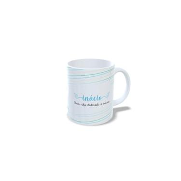 Imagem de Caneca de Cerâmica Personalizada com Nome, Tema Corujinha Dia do Professor, 325ml, Branca com Listras Coloridas (i)
