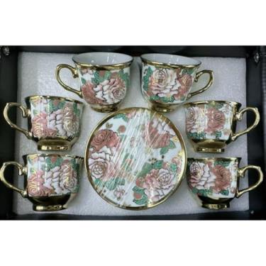 Imagem de Xícara de café/cha kit com 6 conjunto (12 peças) de Cerâmica em porcelana jogo de xicaras de cafe com pires(Xicara D166-1/6 conjunto)