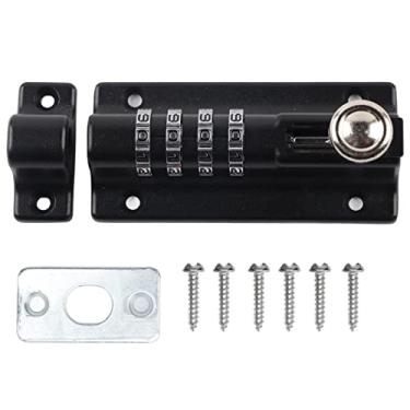 Imagem de Trava codificada com parafuso de travamento combinado Trava de metal antirroubo de 4 dígitos para porta de armário de jardim Acabamento fosco preto em liga de zinco com arruela de