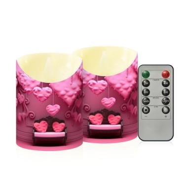 Imagem de Wassud Pacote com 2 velas fofas românticas sem chama com controle remoto, velas realistas cintilantes com temporizador, velas decorativas para Natal, casamento, festa, decoração de casa pequena