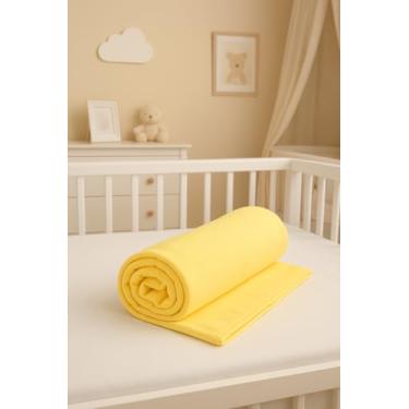 Imagem de Kit 2 peças Manta Cueiro Malha na cor Amarela 100% Algodão para Bebê (80x90cm).