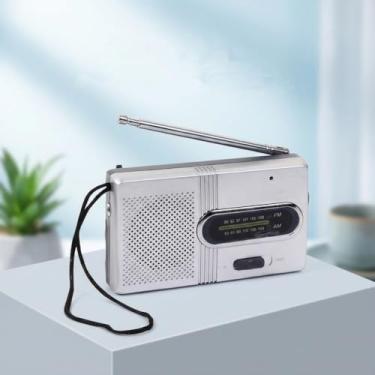 Imagem de Receptor compacto portátil de rádio AM FM com alto-falante e fone de ouvido para ambientes internos e externos