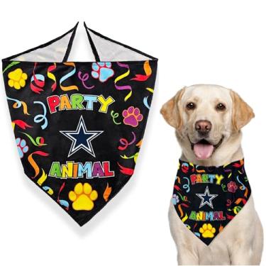 Imagem de Bandana de aniversário NFL Dallas Cowboys para animais de estimação, lenço de festa de aniversário licenciado para cães e gatos, roupa de animal de estimação de time de futebol, babador de cachorro
