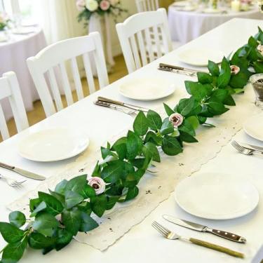 Imagem de Guirlanda de rosas artificiais com flores roxas claras, videira para mesa de casamento, decoração de casa e festa (rosa roxo claro)