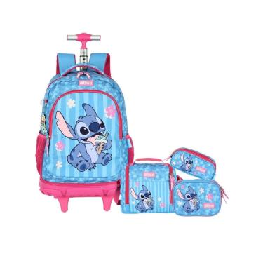 Imagem de Kit Lilo Stitch Mochila Roda + Lancheira +Estojo Box+ Triplo