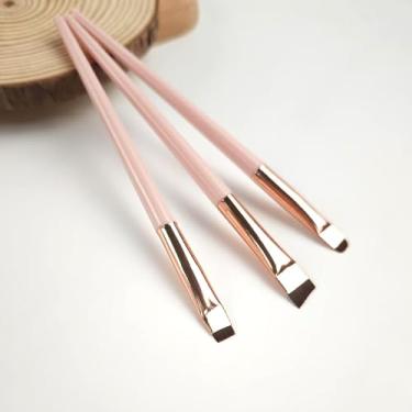 Imagem de Pincel de três sobrancelhas, lâmina, delineador, sobrancelha, pó, pincel de detalhes (rosa dourado)