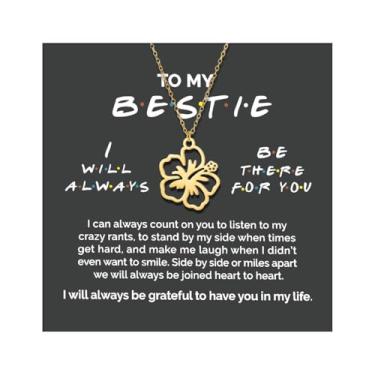 Imagem de Embtrem Bestie Presentes para mulheres, colar de flores douradas, colar de amizade, presente de aniversário para melhor amiga, Aço inoxidável, Sem Pedra Preciosa