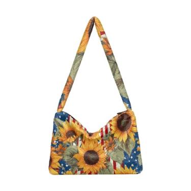 Imagem de GAIGEO Bolsas de ombro femininas Pink Cupcakes, bolsas médias para mulheres, bolsas de outono, Girassol americano, One Size