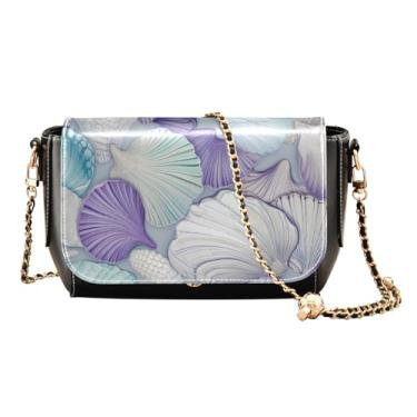 Imagem de GAIGEO Bolsa de ombro feminina de couro de vaca leiteira e garrafa, bolsa de ombro feminina de couro PU, bolsa de ombro de couro para mulheres, Conchas do mar para sua casa-1, One Size