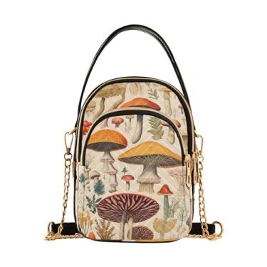 Imagem de Bolsa tiracolo feminina Purple Nebula, bolsa tiracolo pequena para mulheres na moda, bolsa transversal de outono, Cogumelos florestais coloridos - 8, One Size