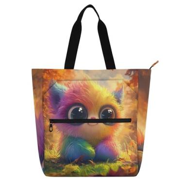 Imagem de GAIGEO Linda bolsa de trabalho com estampa de animal monstro para mulheres, bolsa de lona com zíper, bolsa de praia, presente infantil para amantes de livros