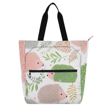 Imagem de GAIGEO Linda sacola de ouriços de cores macias para mulheres, trabalho, lona, praia, escola, presente para professores, bolsas para amantes de livros