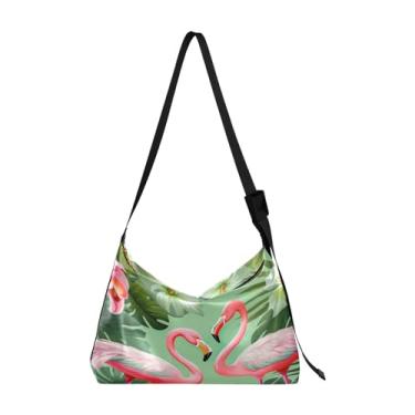 Imagem de Bolsa tiracolo de couro sintético pintada à mão, bolsa tiracolo de couro, bolsa tiracolo de couro masculina, Flamingos rosa - 2, One Size