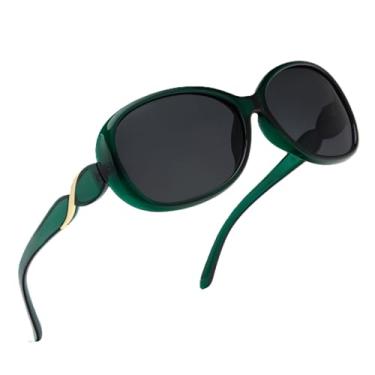 Imagem de Óculos de sol polarizados grandes para mulheres, óculos de sol polarizados Jackie O para dirigir, viajar, óculos de sol femininos, Verde/cinza