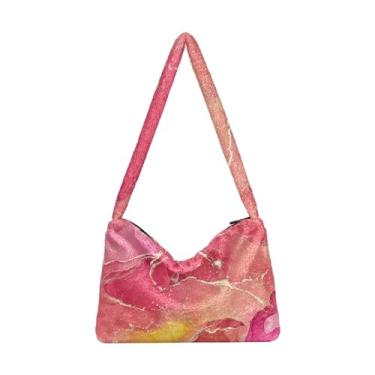 Imagem de Bolsas de ombro femininas abstratas em aquarela pastel, bolsa de ombro média, bolsas de outono, Cores de tinta multicoloridas, One Size
