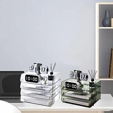 Imagem de GLOGLOW Organizador de Arquivo Plástico Transparente Empilhável da Cremalheira de Armazenamento Com Grande Abertura para o Uso do Desktop do Escritório Caixa de Armazenamento de A4, Nan