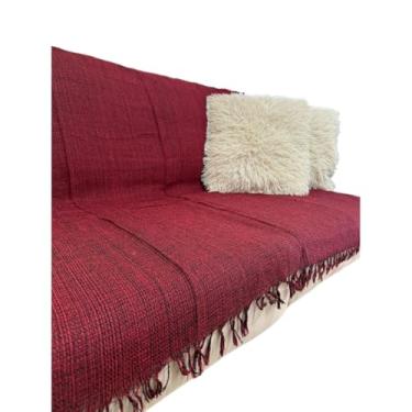 Imagem de Manta Para Sofá King Gigante 3,00 x 1,80 100% Algodão Protetor Decoração(Vermelho Mesclado- 3 Metros)